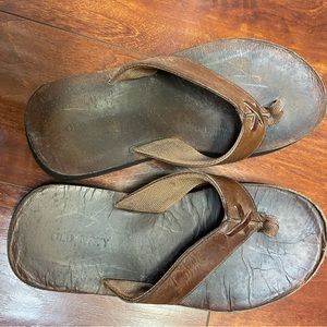 Unisex Brown Leather Old Navy Flip Flops